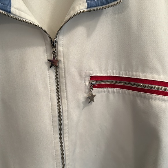 VTG Alfred Dunner jacket polyester white blue stripes - Picture 4 of 7